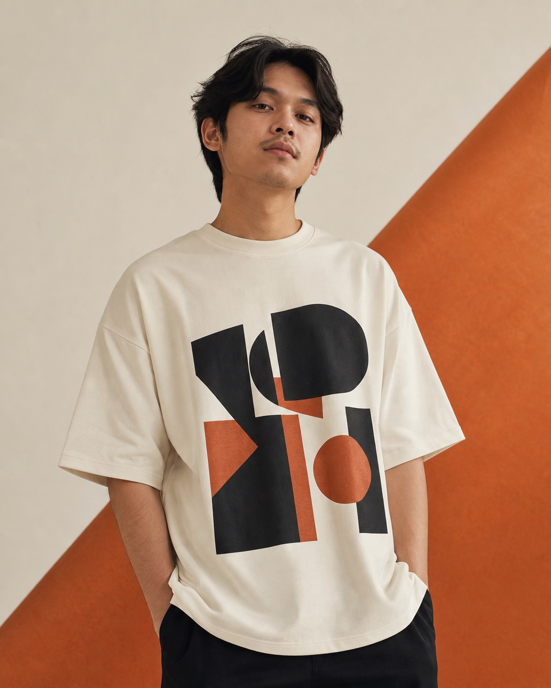Mockup kaus custom Suprtee dalam gaya editorial